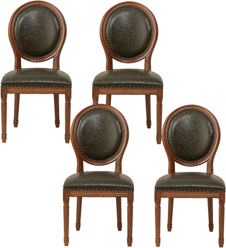 Miniatura 13 de Sillas de comedor de madera para casa de campo, sillas de cocina estilo país francés, silla vintage para sala de estar con respaldo redondo, silla