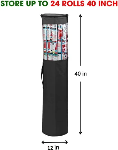 Miniatura 5 de ProPik Bolsa organizadora de almacenamiento de papel de regalo, almacena hasta 24 rollos de 40 pulgadas, bolsa transparente de poliéster resistente