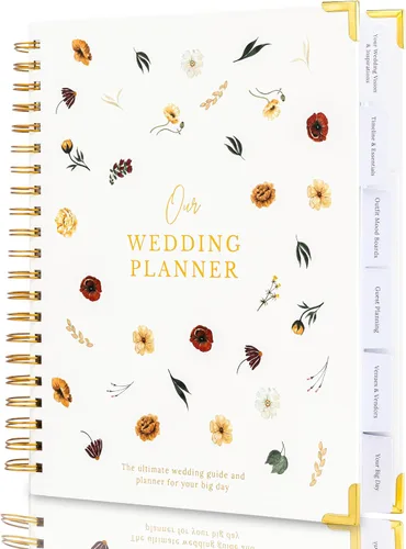 Miniatura 15 de Libro y organizador de boda atemporal premium de alta calidad, libro de planificación de bodas, carpeta completa de recuerdo y cuenta regresiva