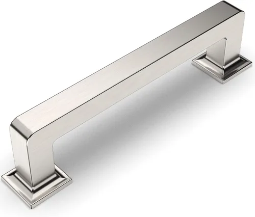 Miniatura 10 de Amerdeco - Paquete de 10 tiradores de latón cepillado para armarios con orificio central de 3 pulgadas (76 mm), tiradores para armarios de cocina