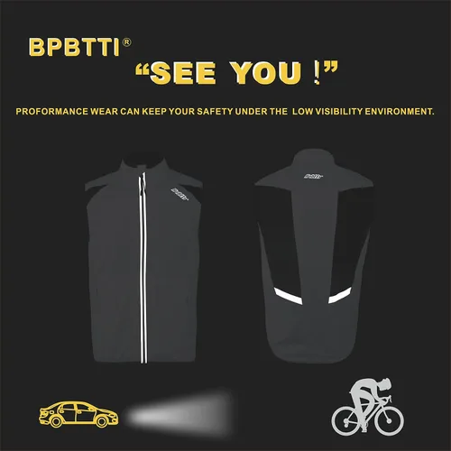 Miniatura 5 de bpbtti Chaleco de ciclismo para hombre, rompevientos sin mangas con dos bolsillos laterales (2.0), resistente al viento, transpirable y reflectante