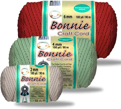 Miniatura 2 de Pepperell Bonnie Cordón de macramé trenzado 6mm x 100 yardas Rojo (Paquete de 2 valores) Cordón de polipropileno trenzado para manualidades DIY