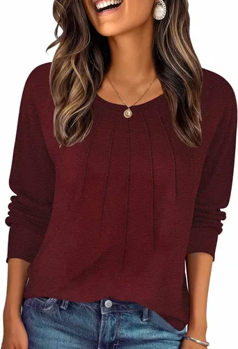 Miniatura 9 de Zeagoo Blusas de otoño para mujer, camisas de manga larga, blusas casuales de algodón, blusas plisadas elegantes 2025