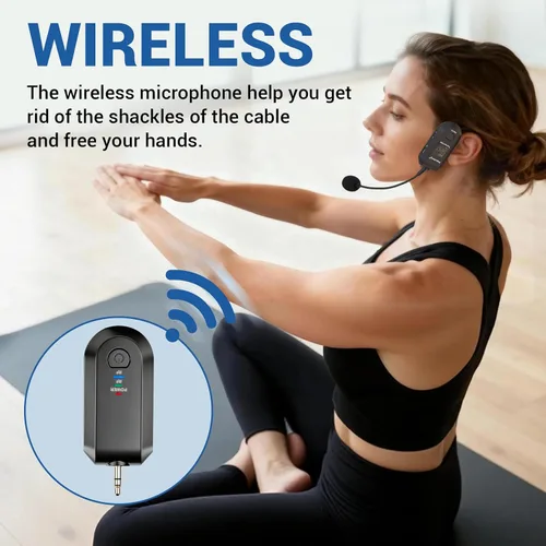 Miniatura 2 de Depusheng Auriculares de micrófono inalámbrico 2.4G, Lavalier y micrófono de mano rango de 160 pies, con enchufe de 1/8 y 1/4 pulgadas para sistema