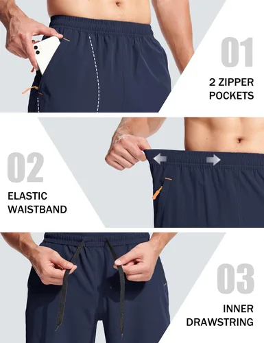 Miniatura 5 de MAGCOMSEN Pantalones cortos de senderismo para hombre de 9 pulgadas, de secado rápido, ligeros, con bolsillos con cremallera, para entrenamiento