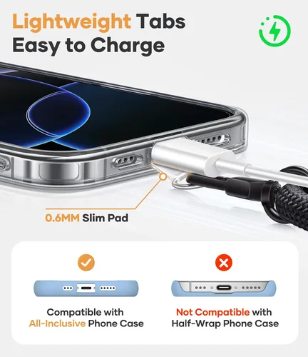 Miniatura 3 de SSLOTSCASE Correa cruzada para teléfono con 2 pestañas transparentes de TPU, correa antirrobo ajustable, hebillas de metal premium, cordón universal