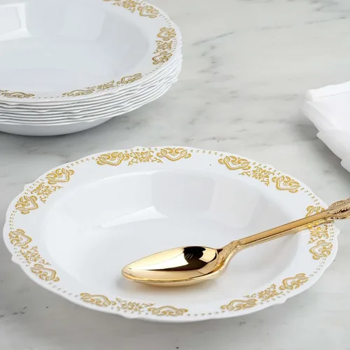 Efavormart - Paquete de 10 cuencos de sopa desechables redondos de 12 onzas con bordes festoneados para eventos con catering, bodas y fiestas