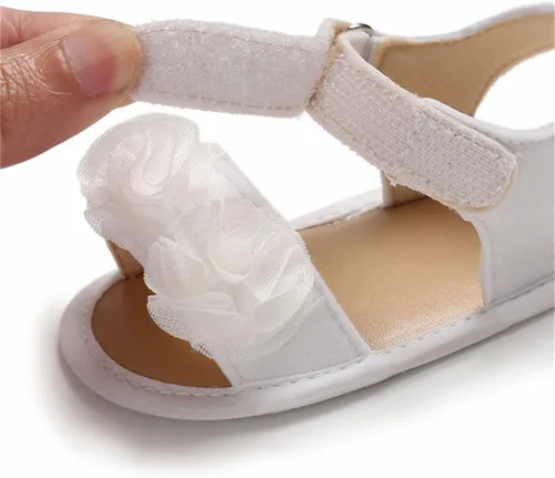 Miniatura 2 de Timatego Infant Baby Girls Summer Sandals with Flower Soft Sole Newborn Toddler First Walker Crib Dress Shoes