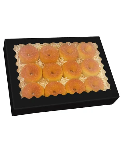 Miniatura 4 de qiqee Caja de galletas negra autodesplegable con ventana, 24 unidades, 14 x 10 x 2.5 pulgadas, caja de pastelería para pastelería y macarrones