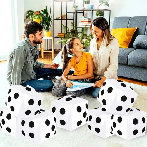 Miniatura 5 de 4 dados inflables gigantes de 12.6 pulgadas, juego divertido de dados inflables grandes para interiores y exteriores, césped, piscina, fiesta, Negro