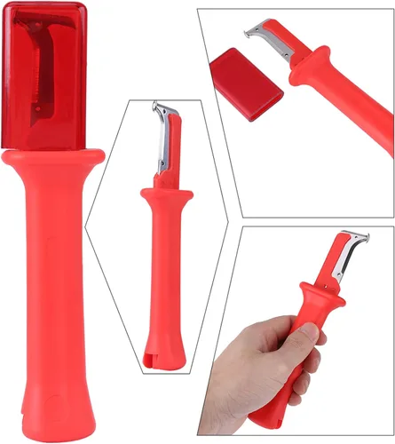 Miniatura 3 de Cuchillo pelacables Cuchillo Rojo Acero Inoxidable Pp 1 Pc Cable de Aislamiento Eléctrico Cortador Cortador de Mango Aislado Herramienta Con Rojo