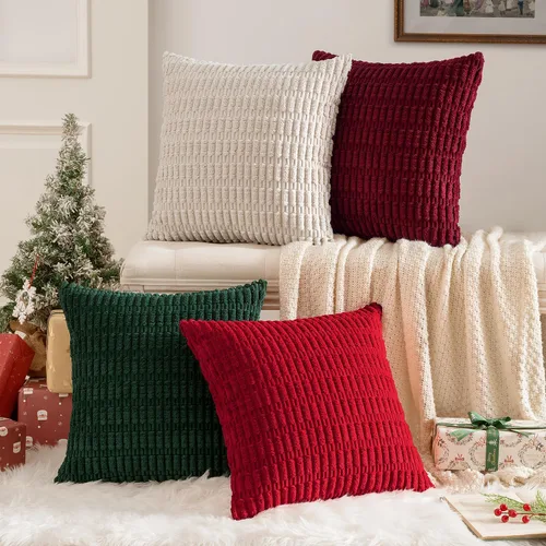 Miniatura 11 de MIULEE Juego de 4 fundas de almohada decorativas de pana estilo bohemio de primavera de 18 x 18 pulgadas para sofá, sala de estar, sofá y cama
