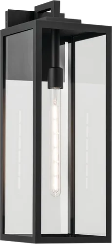 Miniatura 9 de Kichler Branner 59111BKT - Lámpara de pared tradicional para exteriores, con textura negra, de lujo, con cristal transparente, para puertas