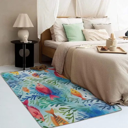 Miniatura 3 de Alfombras de peces para habitación de niños, alfombra de pescado y decoración del hogar, alfombra de 2 x 3 pies, alfombras subacuáticas