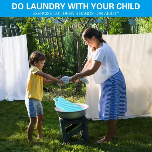 Miniatura 5 de MAOYE Mini tabla de lavar de plástico para niños Camisas Clean Laundry Lime Washboard para lavandería (azul)