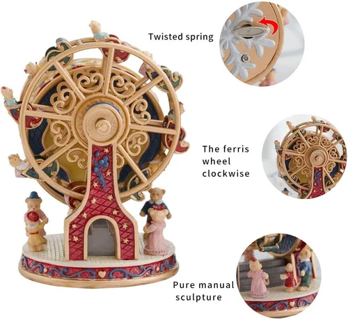 Miniatura 9 de LOVE FOR YOU Caja de música envuelta para regalo, decoración musical de oso de noria para niñas y niños, hermana, hijo, hija, mamá, nieta, abuela