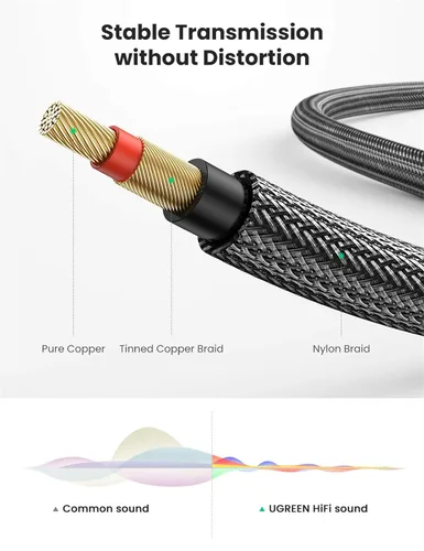 Miniatura 5 de UGREEN Cable TS mono Jack de 1/4 de pulgada de alta calidad de 0.250 in, cables de conexión de guitarra desequilibrados, cable de instrumento macho