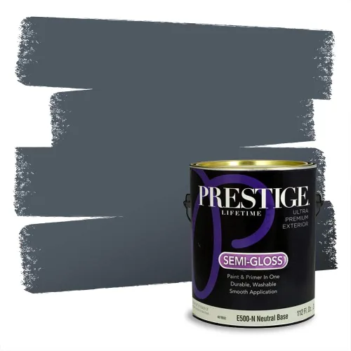 Miniatura 1277 de Pintura Exterior + imprimación PRESTIGE, todo-en-uno, 1 galón, acabado mate, color comparable al Valspar* Royal Gray* VS151-Gris real