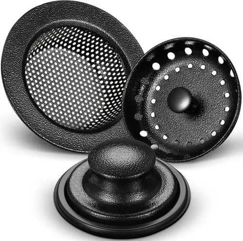 Miniatura 9 de Mudder 3 piezas de colador y tapón de drenaje para fregadero de cocina, tapón de eliminación de basura de acero inoxidable con asa, filtro universal