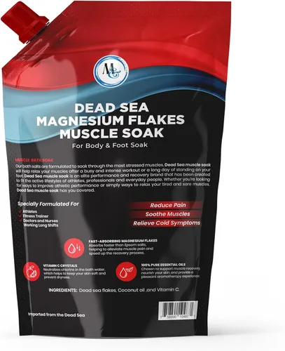 Miniatura 2 de Sales de baño de copos de magnesio del Mar Muerto, alternativa superior a la sal de Epsom, suplementos minerales de primera calidad para alivio
