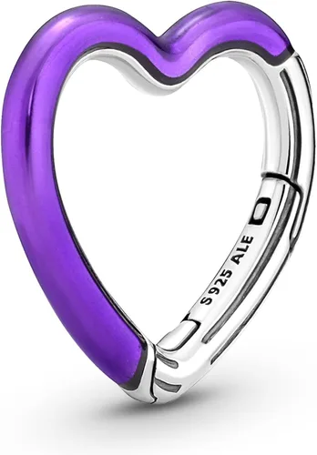 PANDORA ME 791973C01 - Conector de corazón color morado brillante, Gema, No es una piedra preciosa