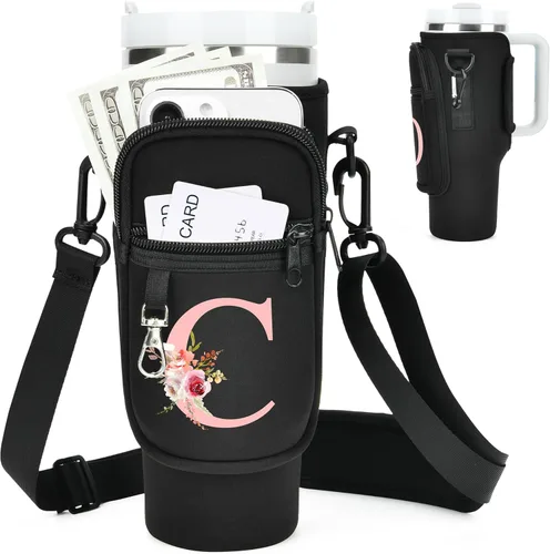 Miniatura 9 de Initial Water Bottle Holder with Strap for Stanley Cup Accessories 40 oz/Simple Modern Tumbler, Birthdays for Women Girls, Water Bottle Carrier Bag