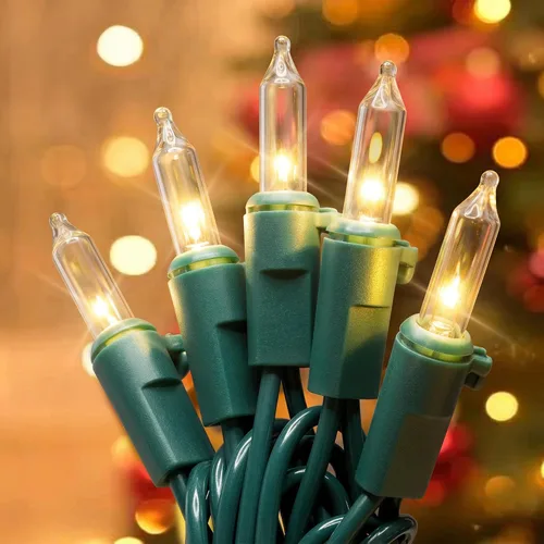 Miniatura 22 de Hopolon Mini Luces en Cadena Rojas de Navidad 2 Juegos de 50 Unidades 13 Pies Bombillas Incandescentes Mini Luces en Cadena Impermeables para Rojo