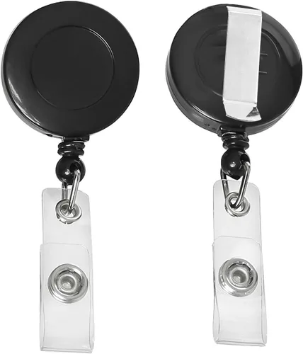 Miniatura 2 de JANYUN 50 Piezas Clips Retráctiles de Carrete de Insignias Portador para Colgar Tarjeta de Identificación Nombre Llavero (Negro)