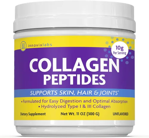 InnovixLabs Polvo de péptidos de colágeno, péptidos de colágeno hidrolizados tipo l y LLL colágeno en polvo, apoya la salud del cabello, las uñas,