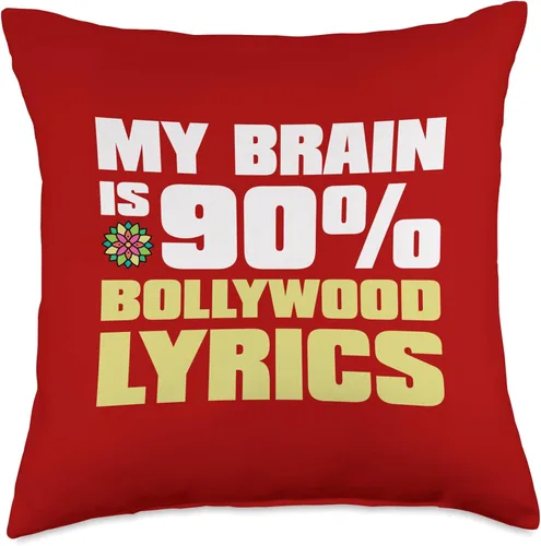 Bollywood Pride Apparel India-My Brain is 90% Bollywood Lyrics - Almohada de 18 x 18 pulgadas, multicolor