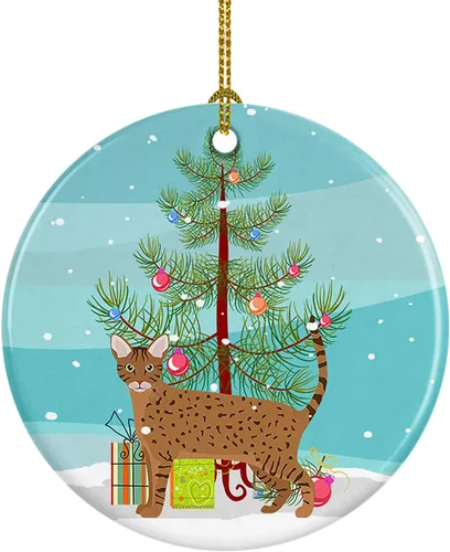 Miniatura 86 de Caroline's Treasures Adorno de cerámica con texto en inglés "Merry Christmas" para colgar en el árbol de Navidad, decoración para el hogar, Navidad