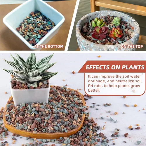 Miniatura 3 de 2.4 libras Mezcla de guijarros de roca volcánica hortícola para bonsái, piedra pómez para plantas suculentas y cactus, grava decorativa arenosa