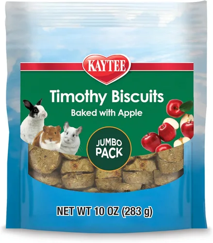 Kaytee Timothy Biscuits Golosinas Horneadas con Manzana para Conejos, Cobayas, Chinchillas, Hámsters, Jerbos y Ratones, 10 oz