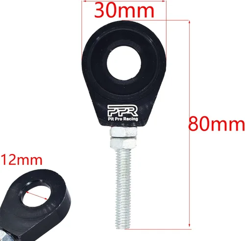 Miniatura 2 de 2 piezas de ajustadores de cadena de 12 mm para Honda XR50, CRF50, XR70, CRF70, motos de pit, 70cc, 110cc, 125cc (Negro)