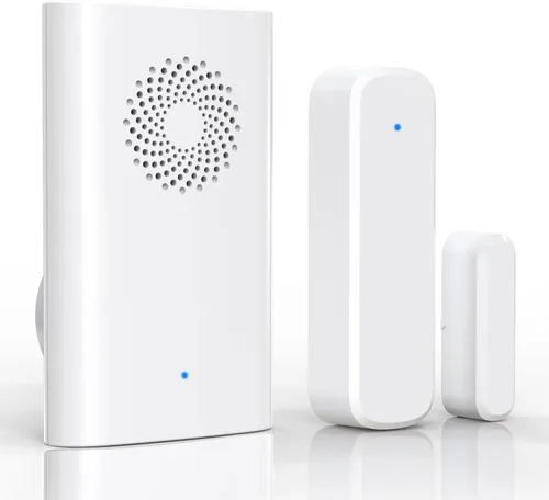 Timbre de sensor de puerta inalámbrico, alarma de puerta abierta al entrar en negocios/oficinas/tiendas (alcance de 500 pies, 51 timbres, volumen