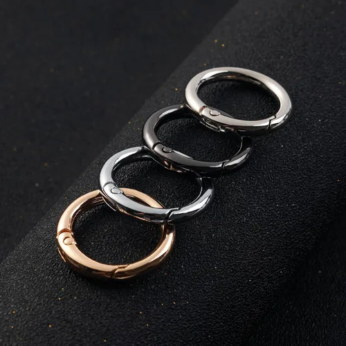 Miniatura 4 de Anillos de resorte, mosquetón redondo de aleación con clip para llaveros, hebilla, bolsos, bolsos (color surtido, 16 unidades)