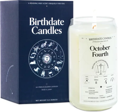 Miniatura 180 de Velas con fecha de nacimiento, 28 de octubre, velas perfumadas del zodiaco de Escorpio, regalo de cumpleaños, aroma a bergamota, canela y caoba