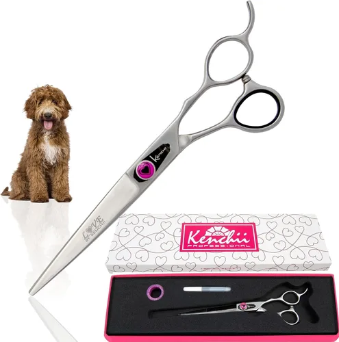 Kenchii Love - Tijeras de aseo para perros, tijeras rectas de 7 pulgadas, tijeras para perros para aseo, tijeras profesionales de aseo de mascotas,