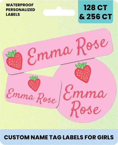 Miniatura 14 de Suministros escolares etiquetas de nombre personalizadas, etiquetas adhesivas de nombre personalizadas lavables para niñas, etiquetas adhesivas