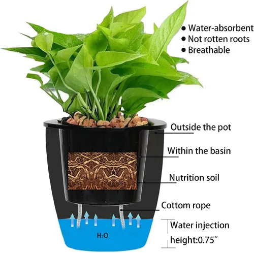 Miniatura 4 de Paquete de 7 macetas de plástico con riego automático para colgar en la pared, tamaño de 7 pulgadas con 7 ganchos de repuesto para plantas, flores