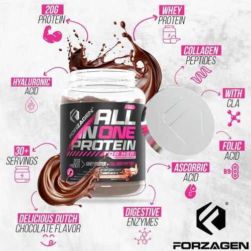 Miniatura 7 de Forzagen Proteína todo en uno para ella Proteína en polvo para mujer con péptidos de colágeno múltiple Suplemento de colágeno hidrolizado, salud