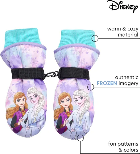 Miniatura 2 de Disney Guantes de esquí de nieve aislados de invierno para niñas, Minnie Mouse o Frozen II Elsa & Anna (niñasniñas)