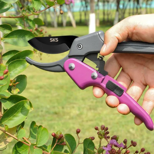 Miniatura 2 de Tijeras de jardín premium de 8 pulgadas, 3 veces más fácil de trabajar, tijeras para manos débiles por artritis (palanca de polea -podadoras- morado)