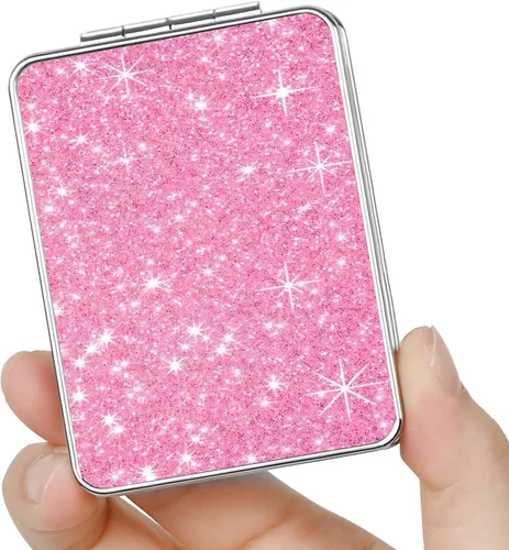 Miniatura 9 de Espejo de bolsillo, pequeño espejo de viaje con aumento, espejo cosmético portátil de doble cara con aumento para uso diario (2 flores)