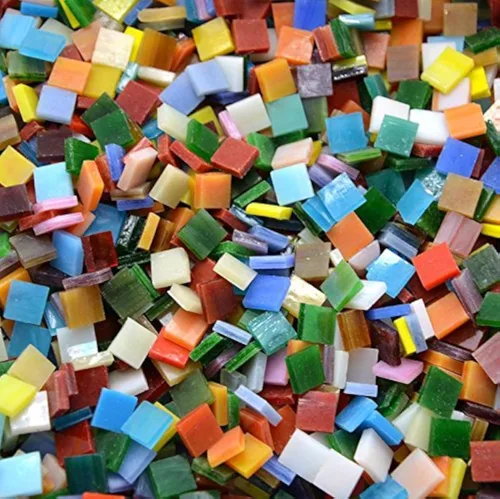 Miniatura 8 de Lanyani 1050 piezas de azulejos de mosaico de vidrio de formas mixtas para manualidades, piezas de vidrieras coloridas para proyectos de mosaico Mix