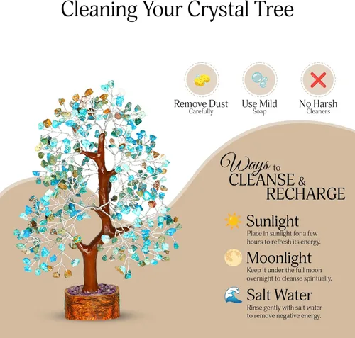 Miniatura 6 de YATSKIA - Árbol de cristal turquesa Feng Shui, alambre, bonsái Buhha, estatua reiki, Chakra curativo energía positiva, buena suerte dinero regalos
