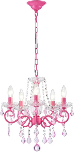Miniatura 15 de ANJIADENGSHI Mini Candelabro de Cristal K9 Cristal Dorado para Sala de Estar, Dormitorio, Comedor, Isla de Cocina, Entrada, 5 Bombillas E12, Alto