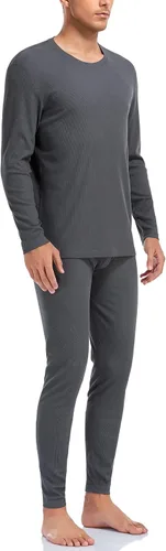 Miniatura 2 de COLORFULLEAF Conjunto de ropa interior térmica de algodón para hombre, ropa interior térmica de algodón para hombre, capa base, clima frío