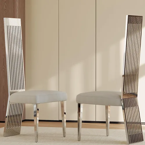 Miniatura 15 de Boucle - Juego de 8 sillas de comedor negras, modernas sillas de comedor tapizadas con respaldo alto con marco de acero inoxidable resistente