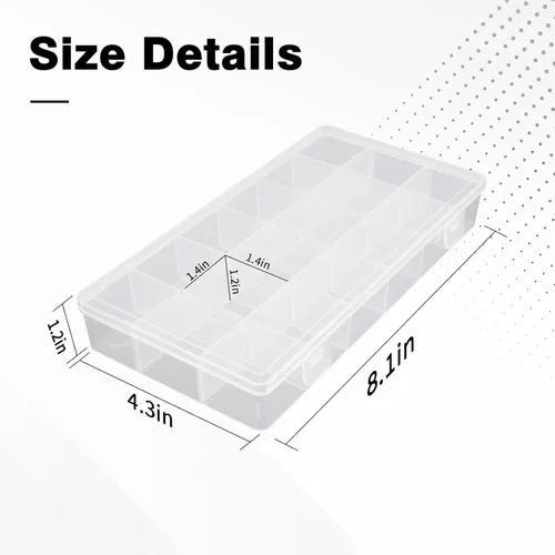 Miniatura 2 de OALCQ Organizadores de manualidades y caja de almacenamiento, 18 rejillas, organizador de cuentas de plástico transparente con divisores
